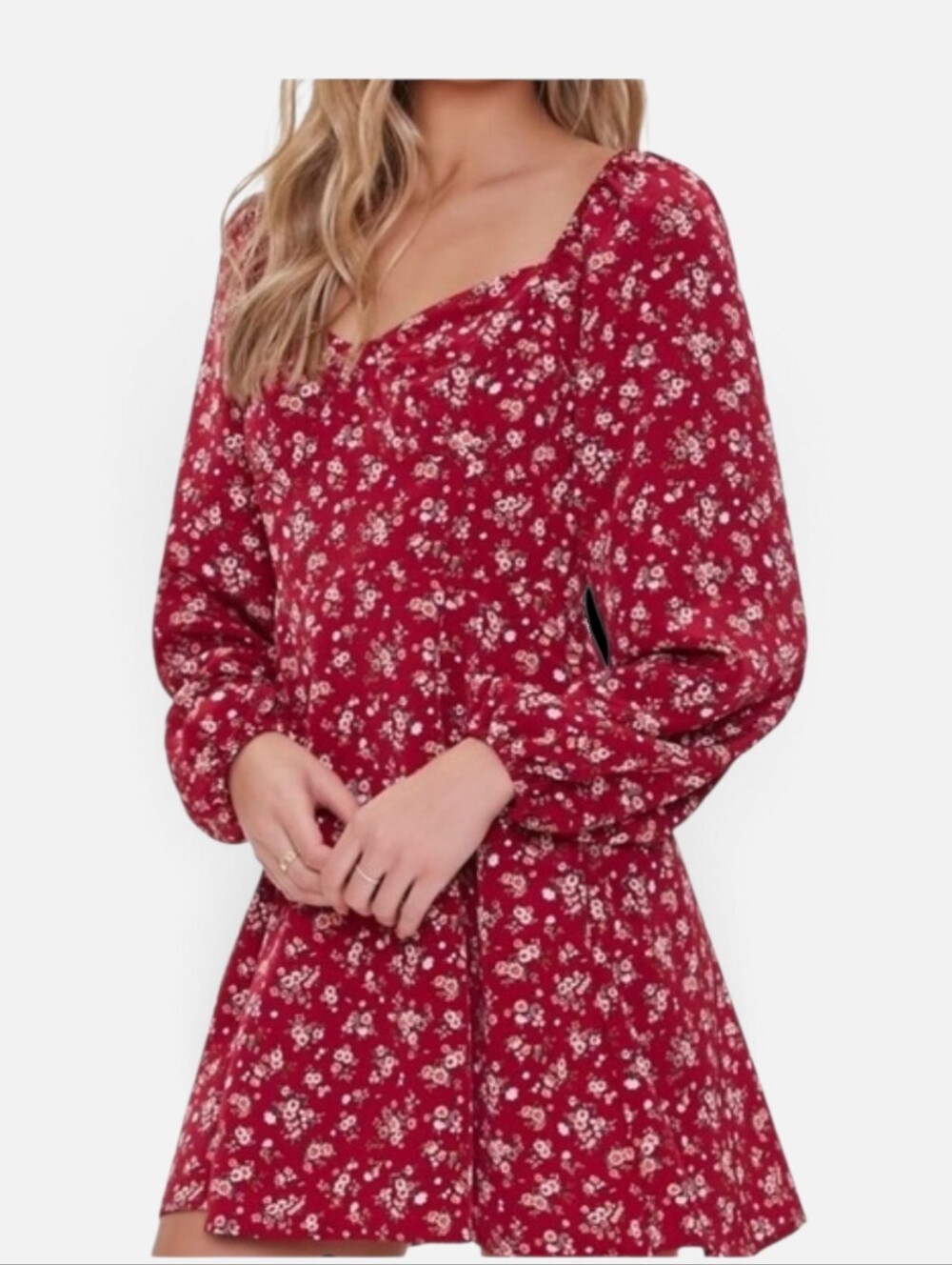 Forever 21 Ditsy Floral Babydoll Dress Large Cottagecore Coquette Romantic